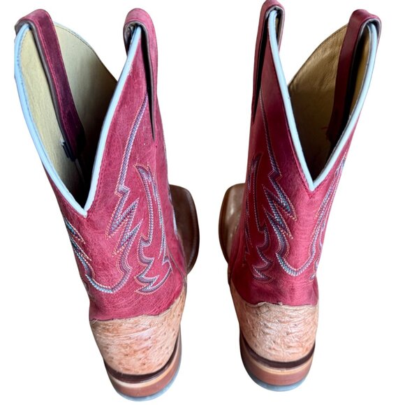 Justin Ostrich Cowboy Boots Men’s 10 D – JE811 Genuine Leather Western Exotic - Picture 8 of 10